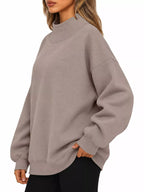 Oversized Mock Neck Long Sleeve Sweatshirt (25)