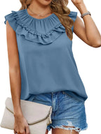 Ruffle Trim Round Neck Blouse (5)