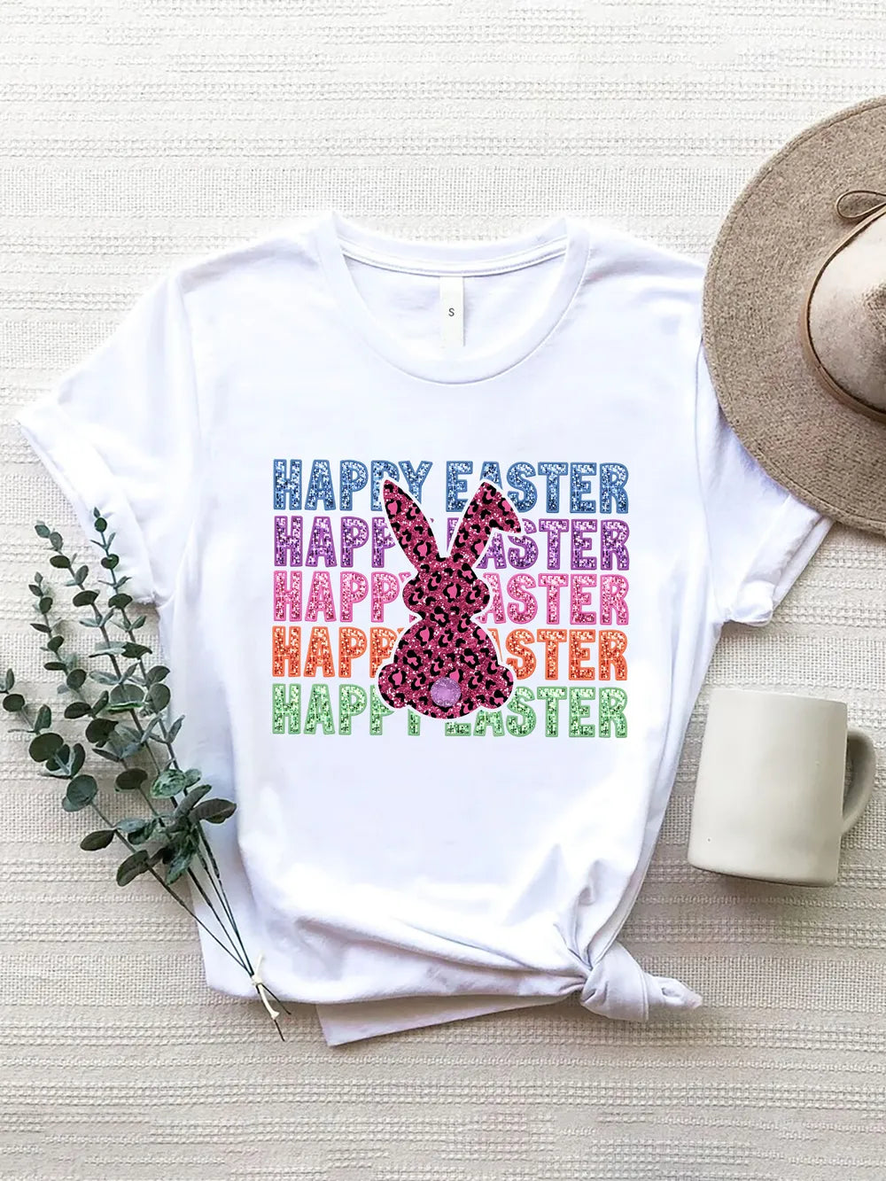 Happy Round Neck Short Sleeve T-shirt