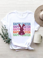 Happy Round Neck Short Sleeve T-shirt