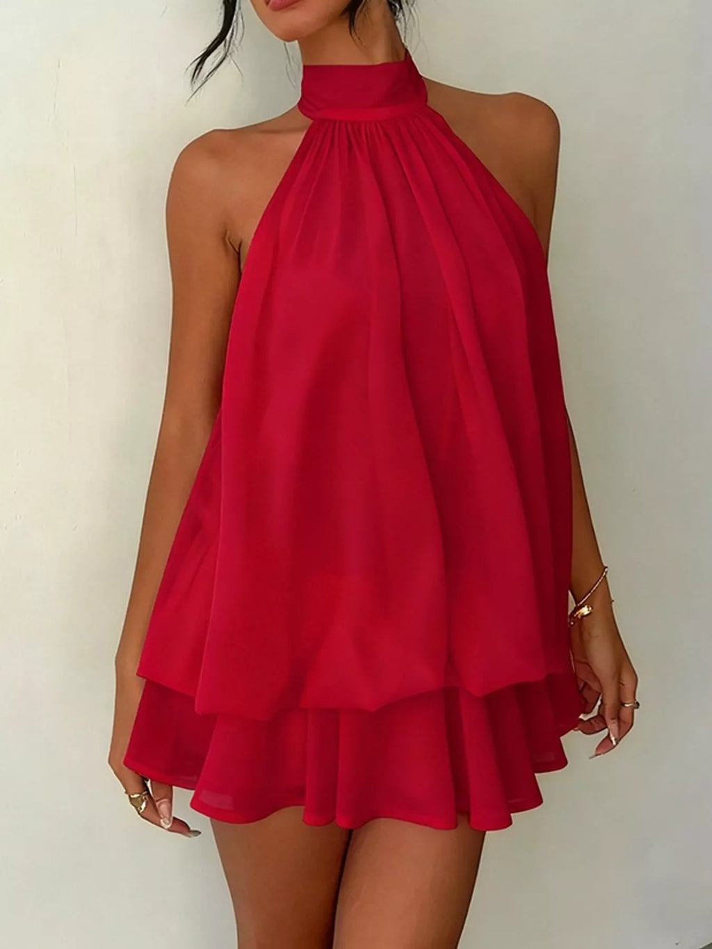 Halter Neck Chiffon Mini Dress (20)