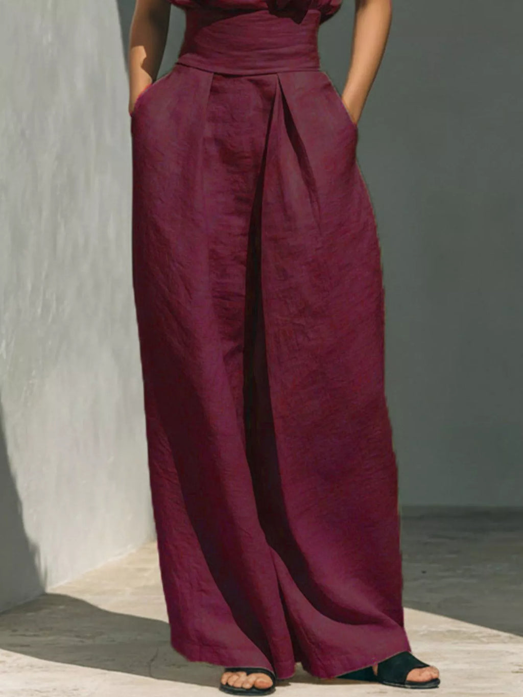 Full Size Turtleneck Sleeveless Top Wide Leg Pants Set Plus (21)
