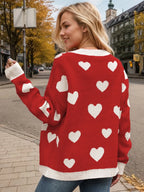 Heart Button Up Dropped Shoulder Long Sleeve Cardigan (10)