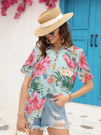 Printed Collared Neck Short Sleeve Shirt (5)