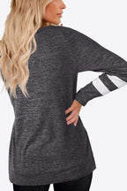 Striped Contrast Raglan Sleeve Top (9)
