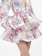 Floral Print Ruffle Layered Mini Dress (3)