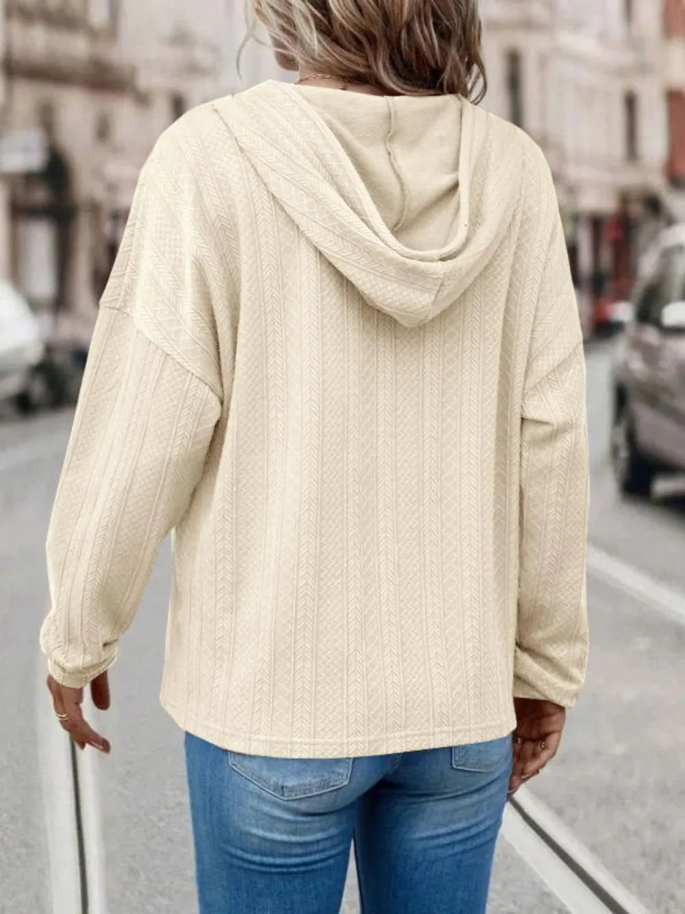 Drawstring Dropped Shoulder Long Sleeve Hoodie (8)
