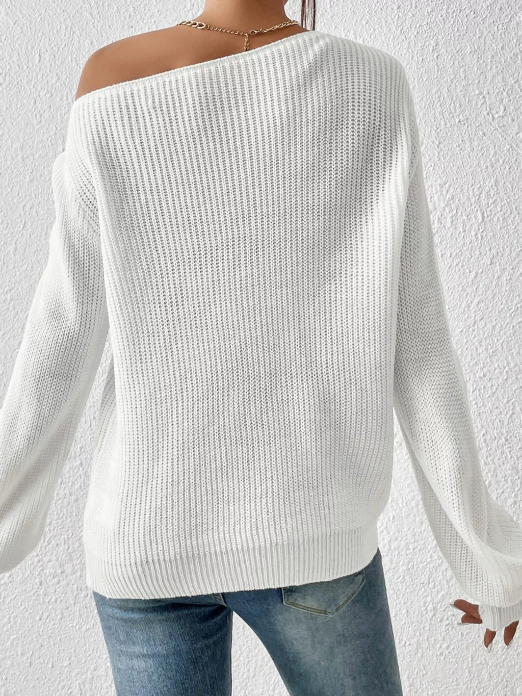Single Shoulder Knit Sweater (2)