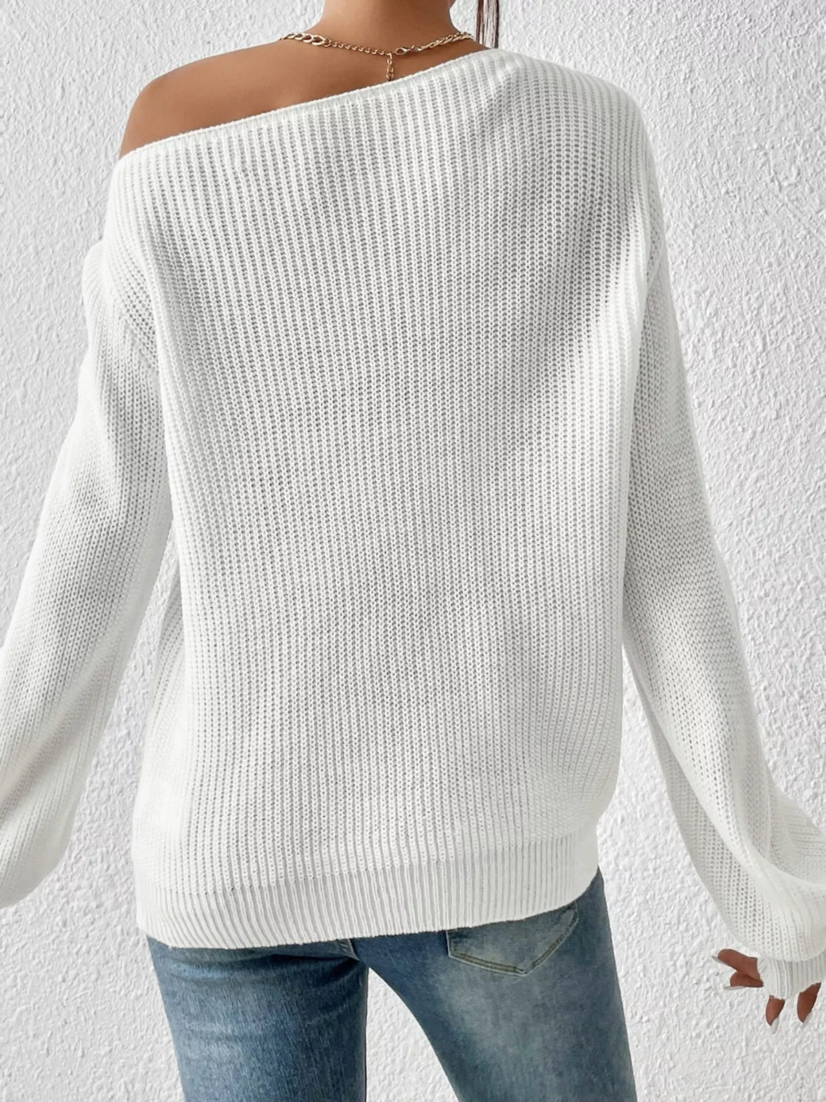 Single Shoulder Knit Sweater (2)
