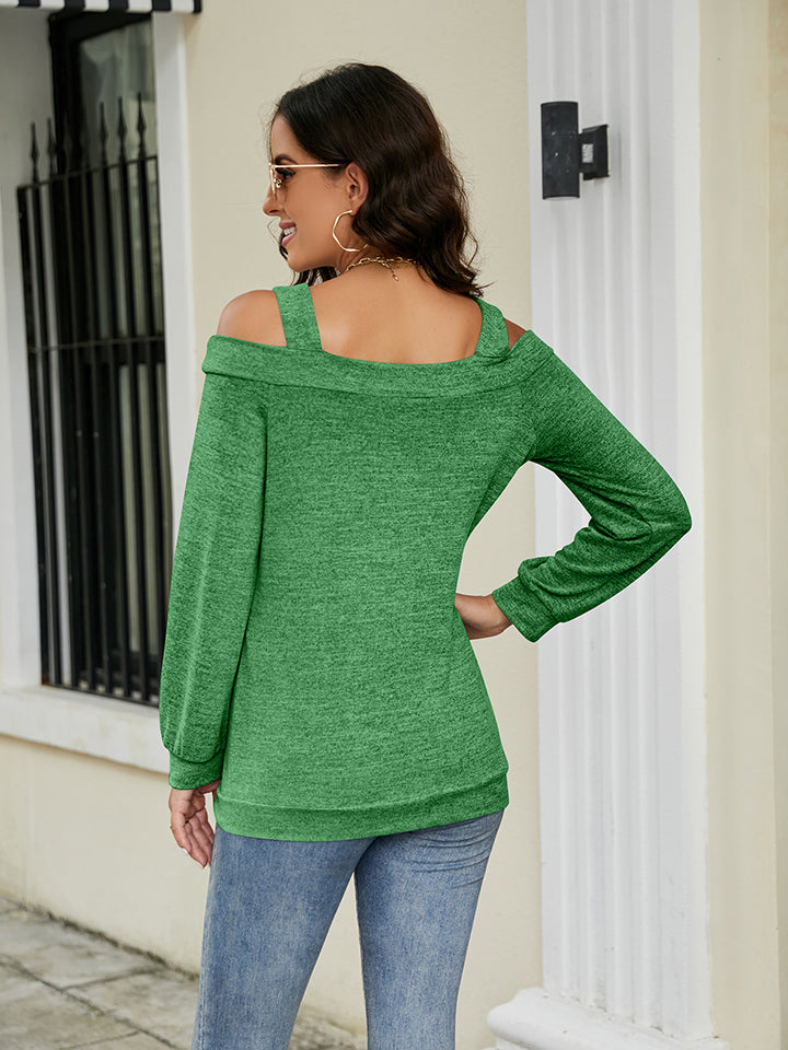 Cold Shoulder Cutout Square Neck Blouse (2)