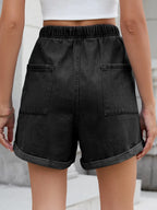 Drawstring Wash Denim Shorts (16)