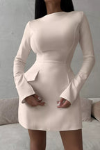 Long-sleeve Mini Dress Flap Pockets