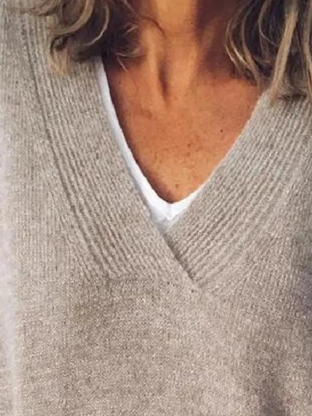 V-neck Dropped Shoulder Sweater (9)