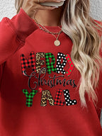 Letter Graphic Round Neck Long Sleeve Sweatshirt (8)