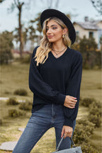 V-neck Dropped Shoulder Blouse (17)
