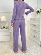 Contrast Bow Detail Top Pants Lounge Set (23)