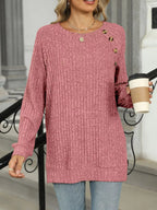 Round Neck Knit Button Top (28)