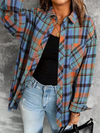 Plaid Collared Neck Long Sleeve Shirt (7)