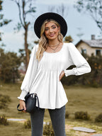 Puff Sleeve Pleated Blouse (5)