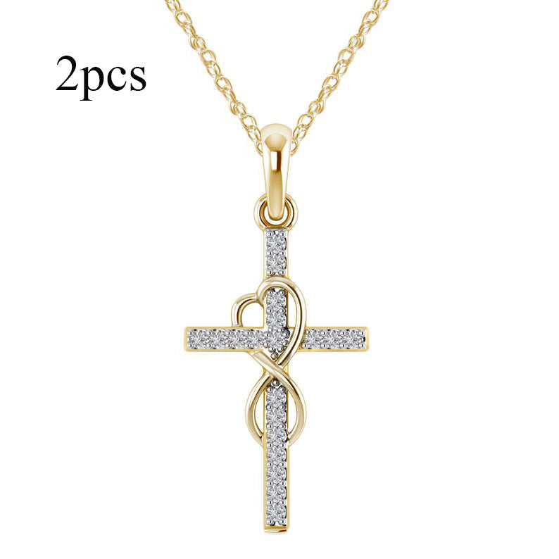Alloy Pendant Diamond Eight-character Cross Necklace (15)