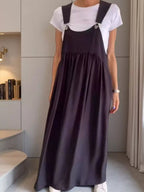 Full Size Ruched Wide Strap Overall Maxi Dress Plus