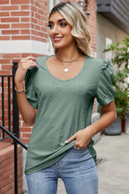 Eyelet Ruffled Round Neck T-shirt (4)