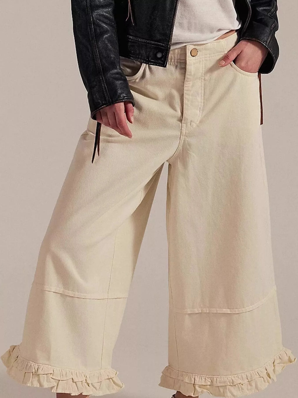 Wide-leg Ruffle Hem Jeans (11)