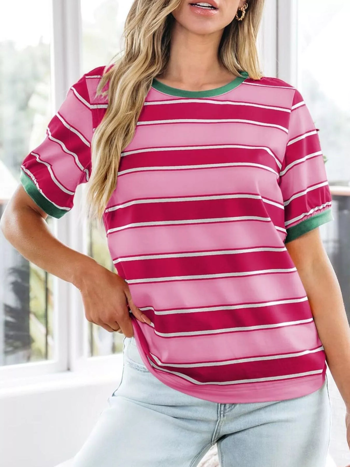Striped Crew Neck T-shirt (15)