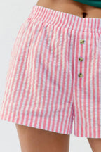 Striped Elastic Waist Shorts (15)