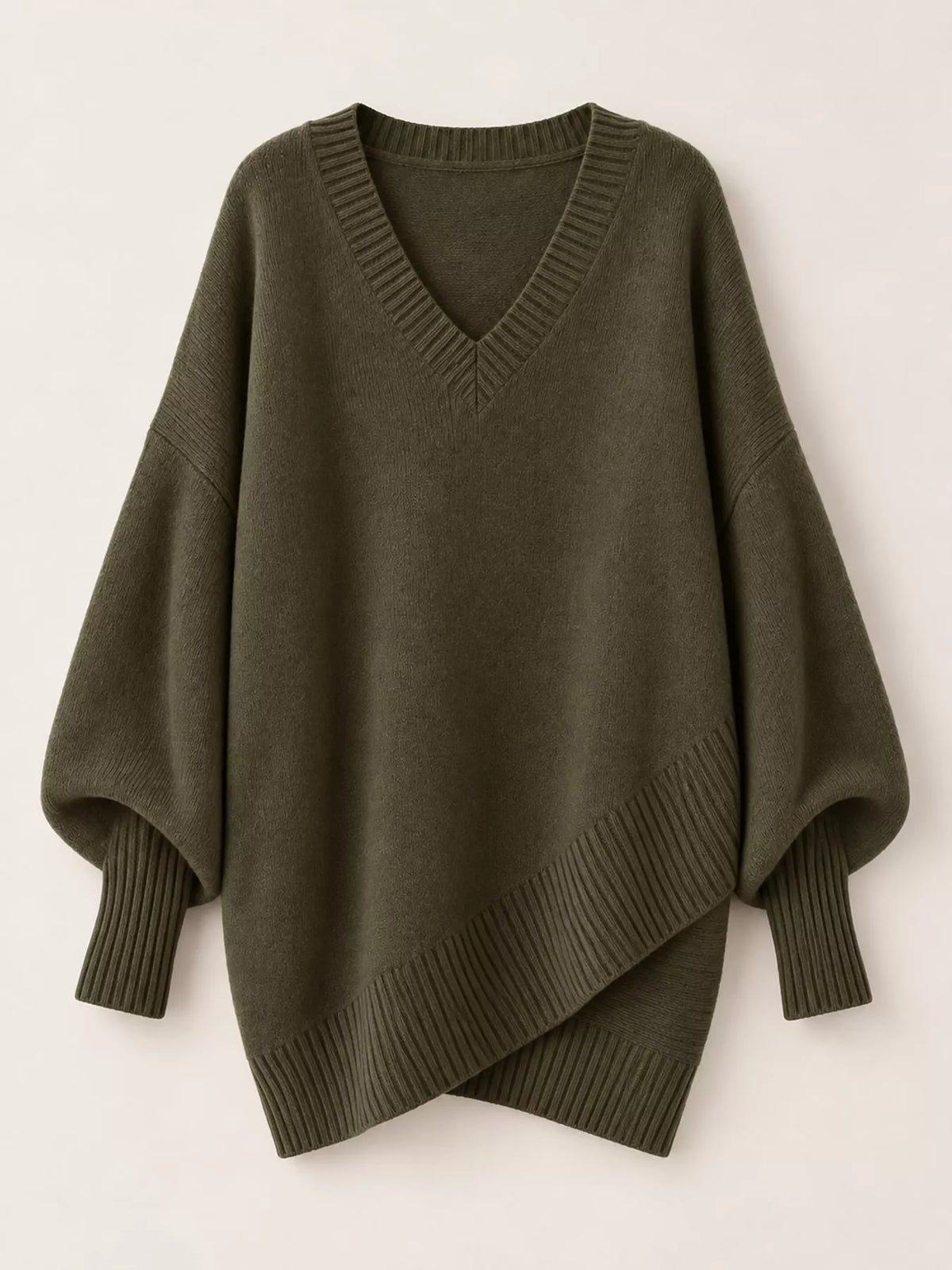 Full Size V-neck Oversized Batwing Sleeve Sweater Plus (23)