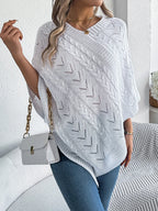 Cable-knit Openwork Three-quarter Sleeve Sweater (2)