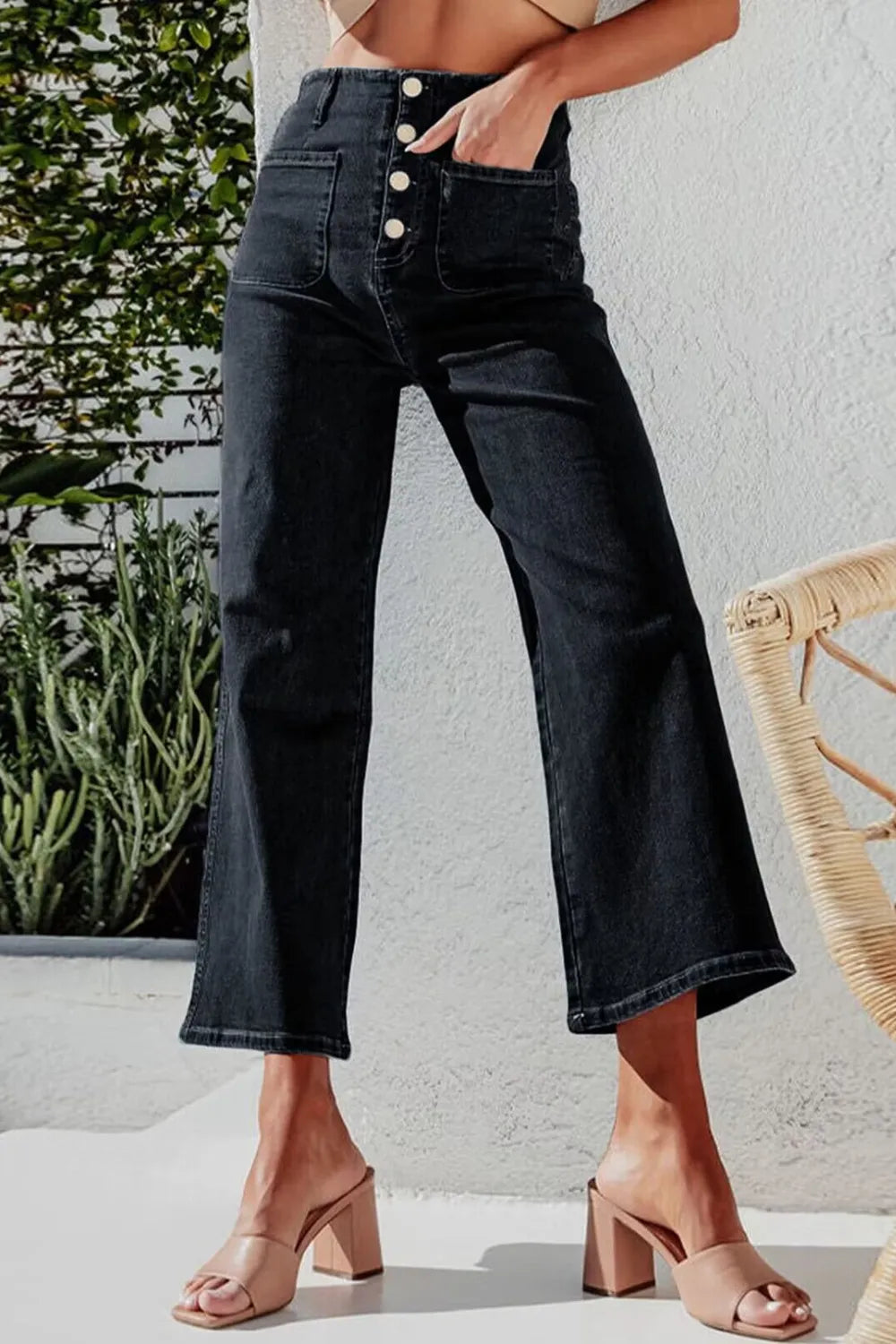 Button Fly Cropped Wide Leg Jeans (9)