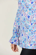 Full Size Printed Flounce Sleeve Blouse (5)