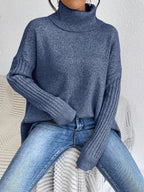 Turtleneck High-low Hem Sweater (6)