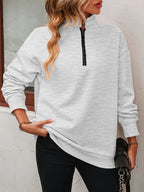 Zip-up Dropped Shoulder Sweatshirt (3)