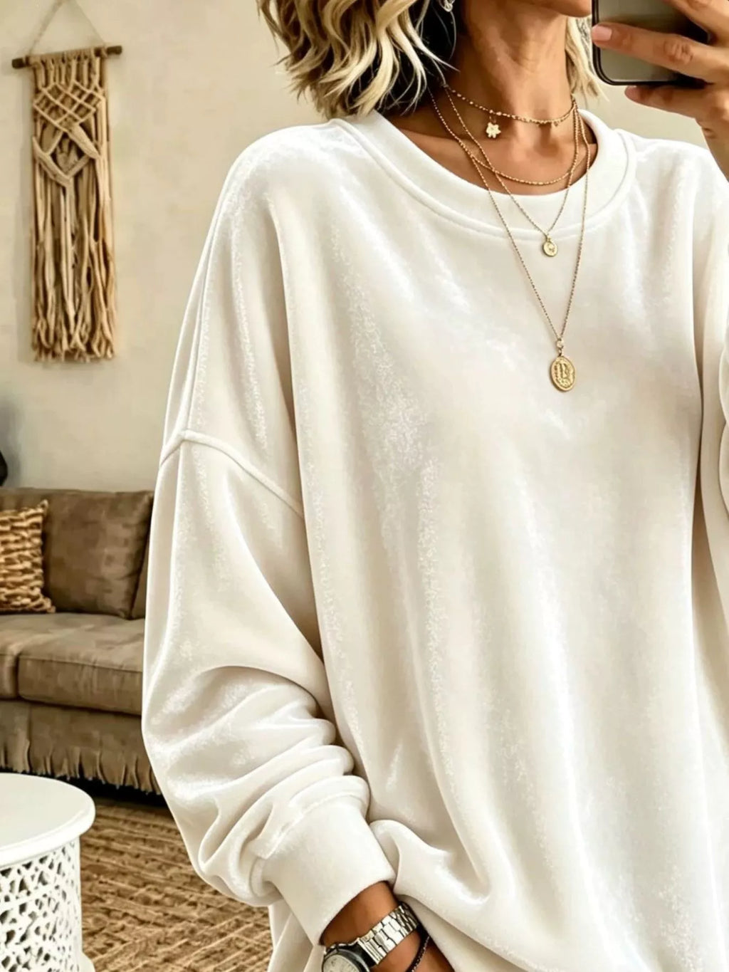 Full Size Solid Color Crew Neck Sweatshirt Plus (2)