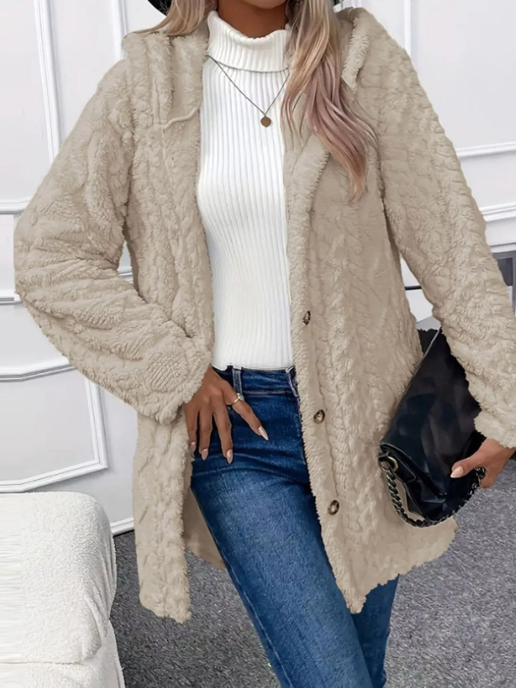 Full Size Button-down Hooded Outerwear Plus (6)