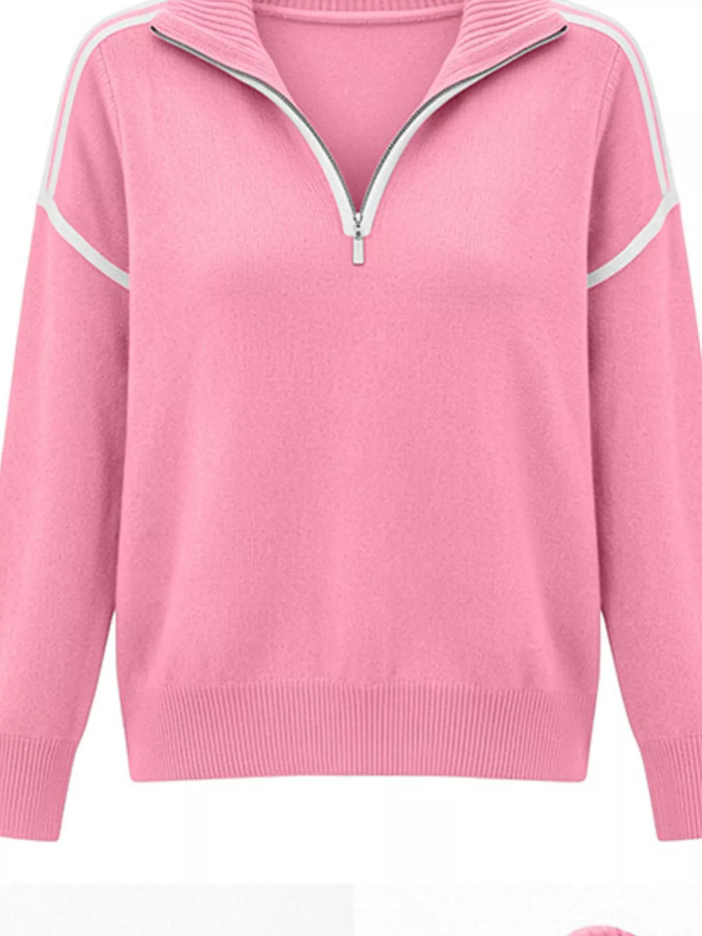 Quarter-zip Dropped Shoulder Sweater (3)