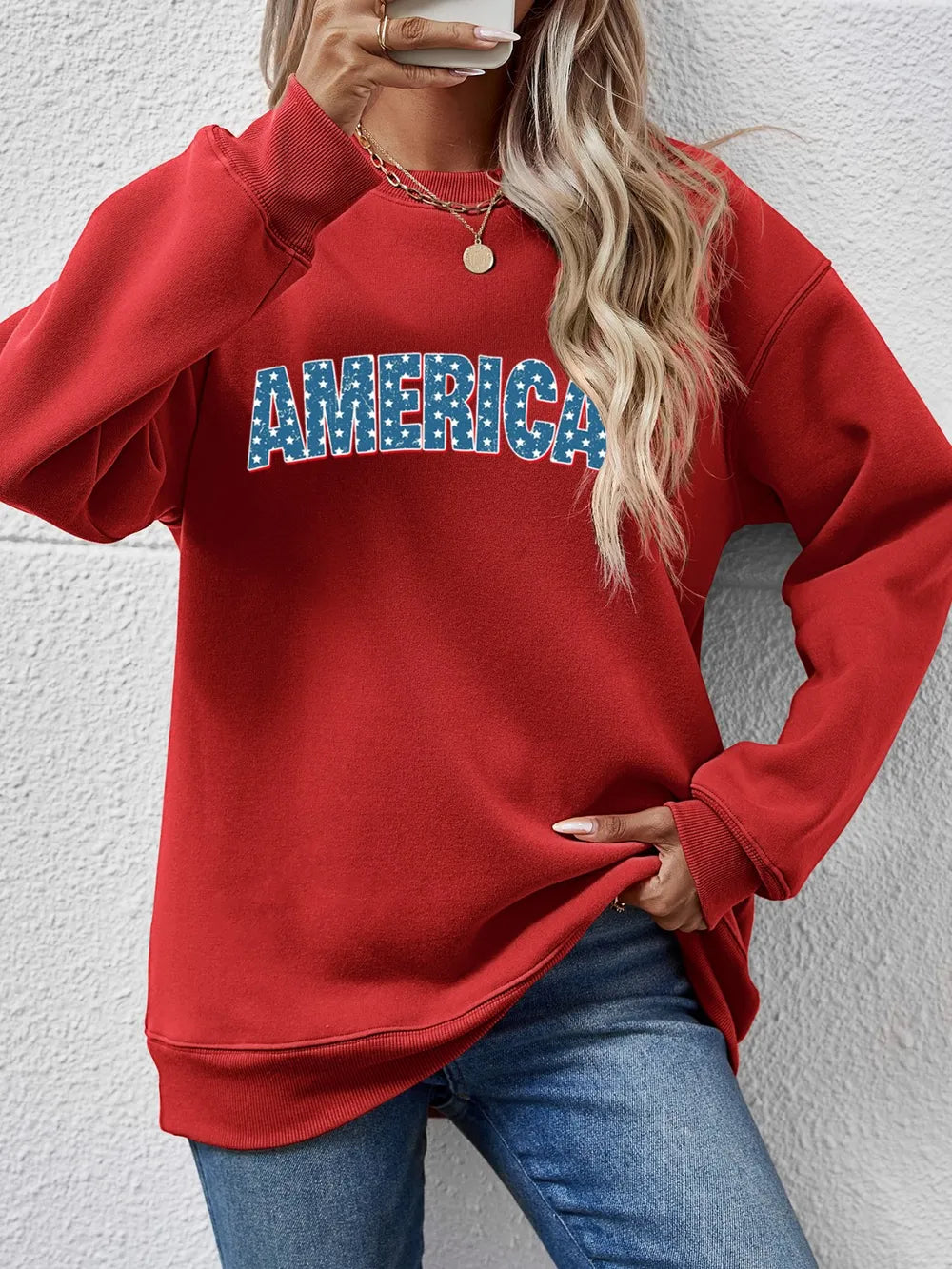 Round Neck Dropped Shoulder Sweatshirt