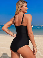 Ruched Solid Color One-piece Swimsuit (8)