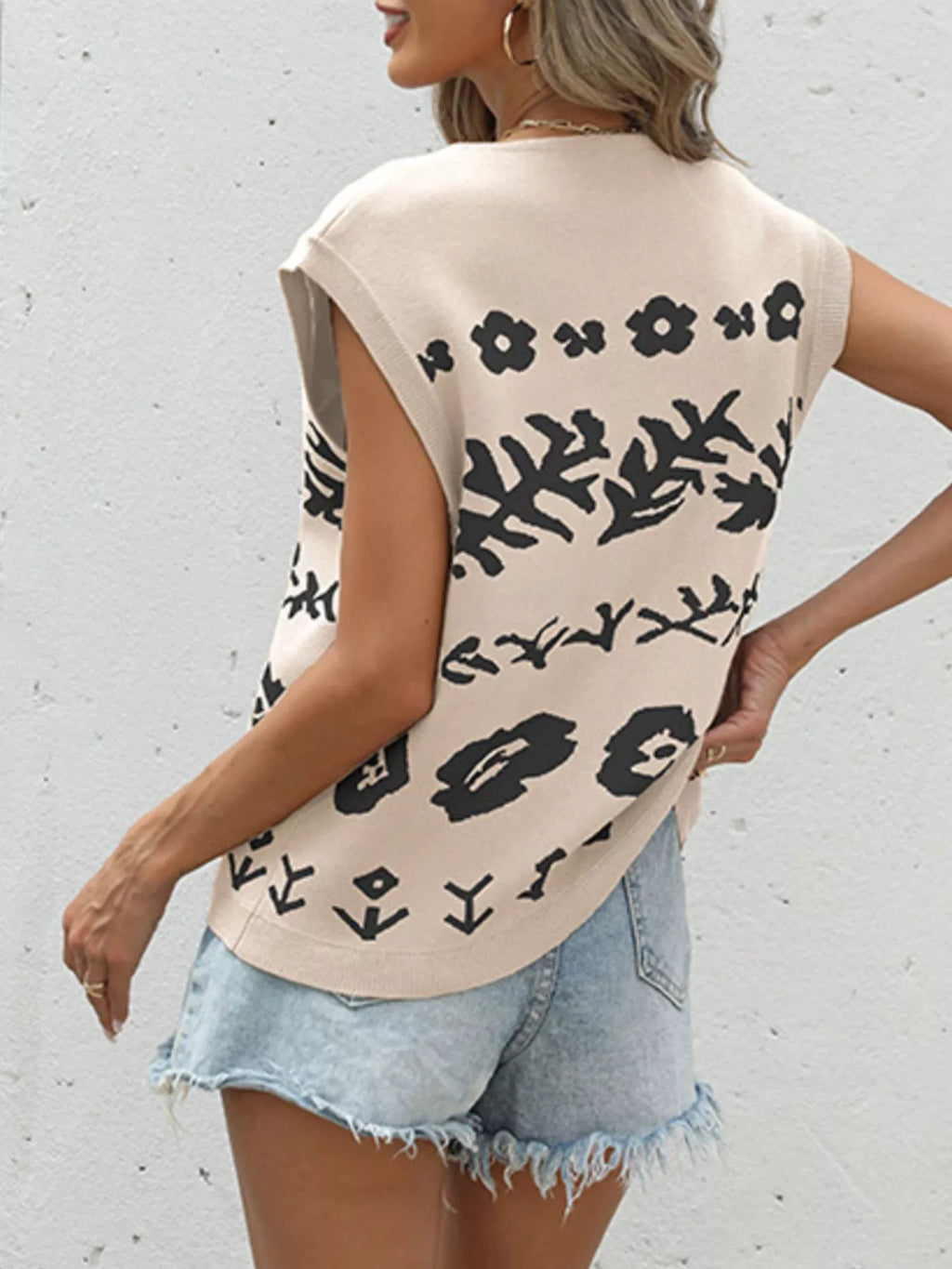 Floral V-neck Cap Sleeve Cardigan (10)