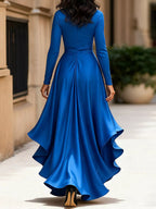 Elegant Wrap Dress Ruffled Hem (2)