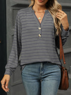 Striped Henley T-shirt Button Detail (33)