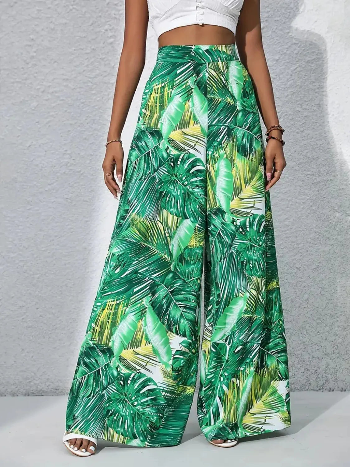 Printed High Waist Wide Leg Pants (2)