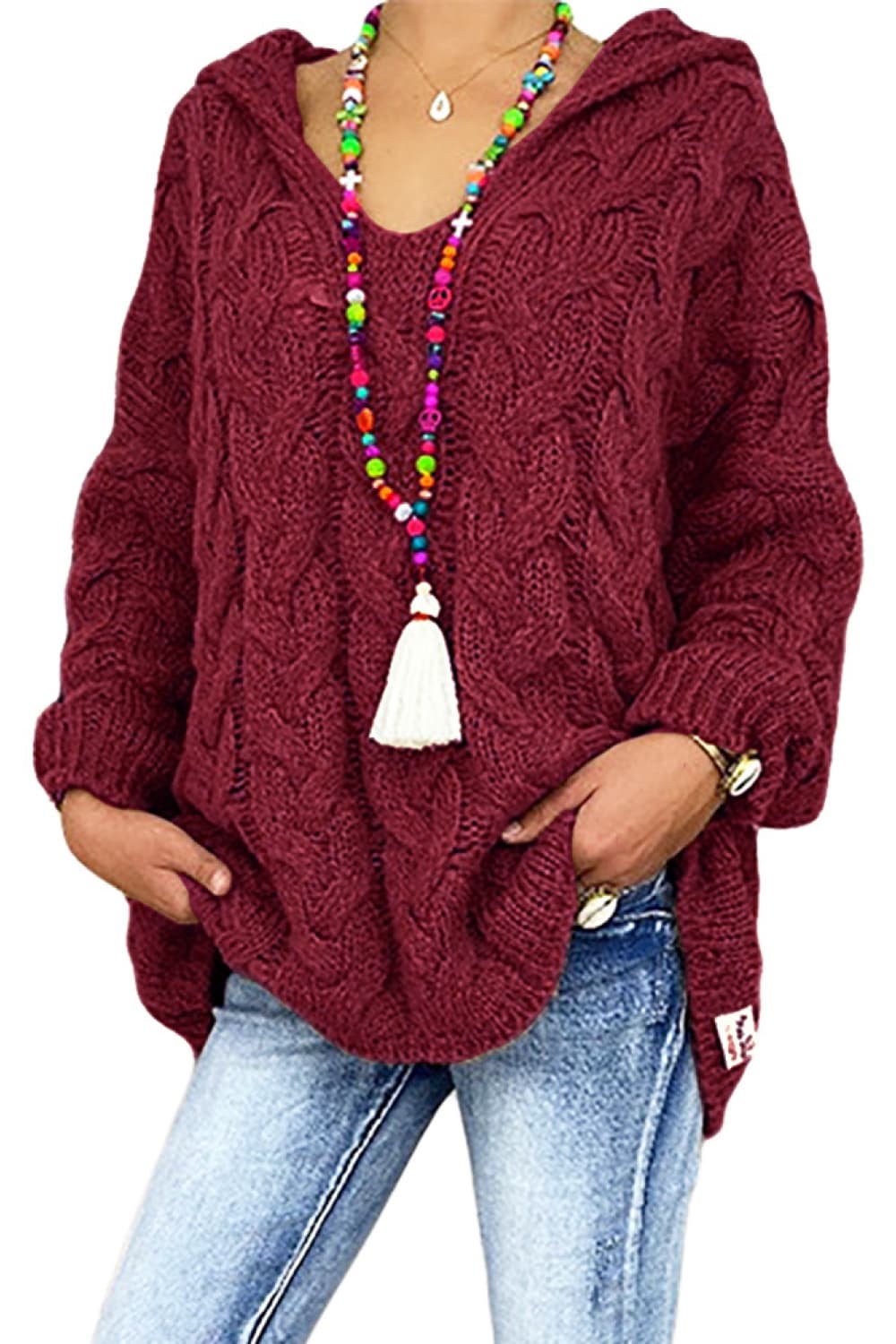 Cable-knit Hooded Sweater