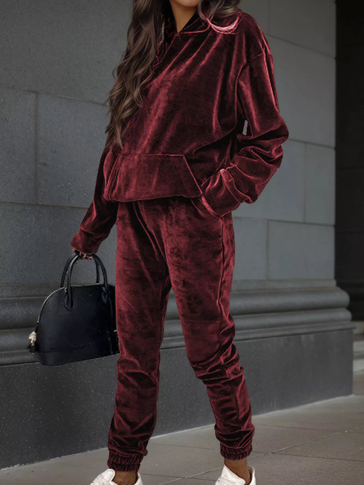 Velvet Long Sleeve Hoodie Pants Set (13)