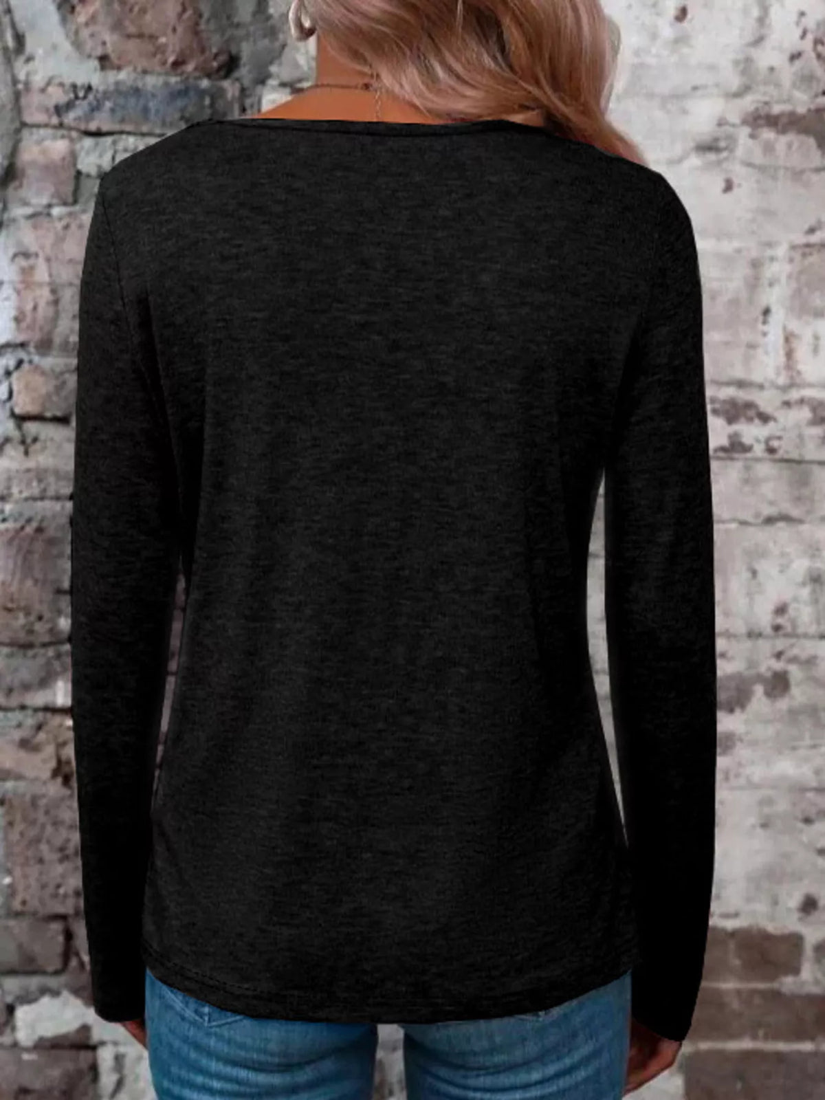 Crisscross V-neck Long Sleeve T-shirt (12)