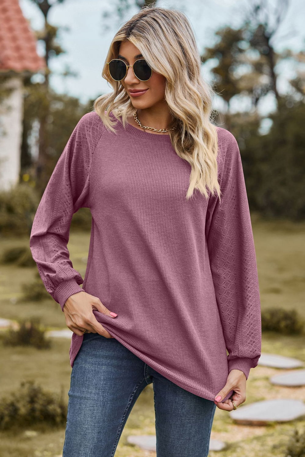 Round Neck Raglan Sleeve Sweatshirt (11)