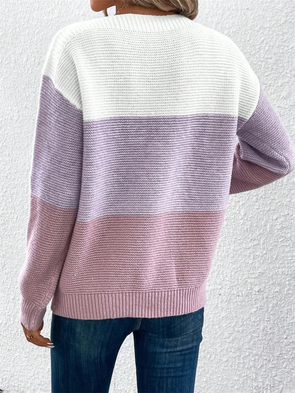 Block Drop Shoulder Long Sleeve Sweater (13)