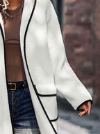 Full Size Contrast Trim Long Sleeve Coat Pockets (12)